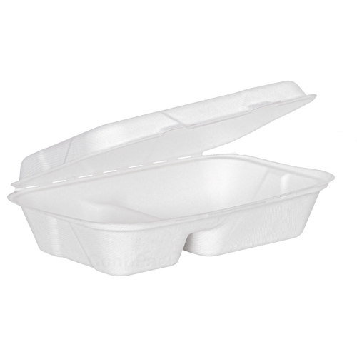 Lunchbox, sugar cane half-dinner, two-chamber, 25x16 cm