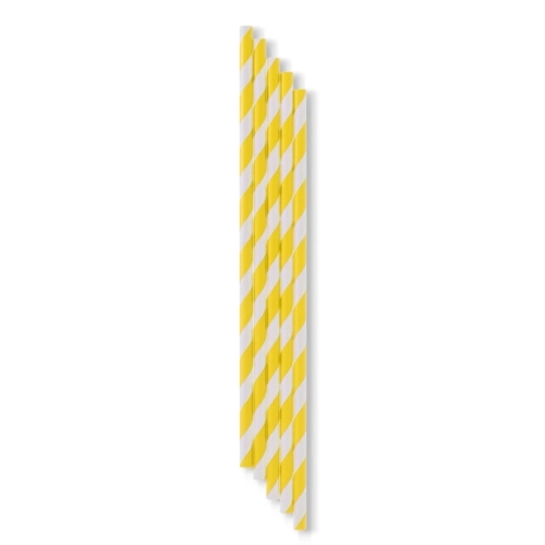 Paper straws with yellow stripes