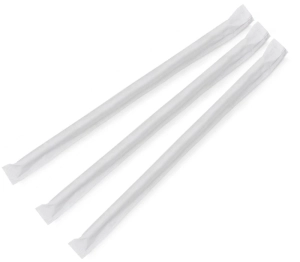 Individually packed straws, white