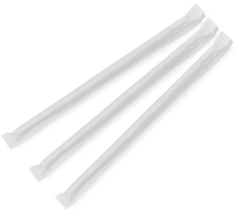 Individually packed straws, white
