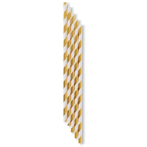 Paper straws with gold stripes