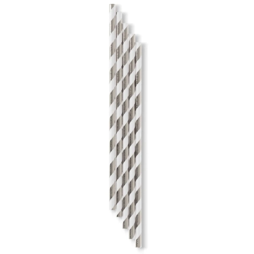 Paper straws with silver stripes