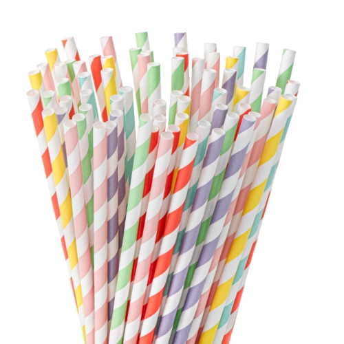 Mixed paper straws pastels
